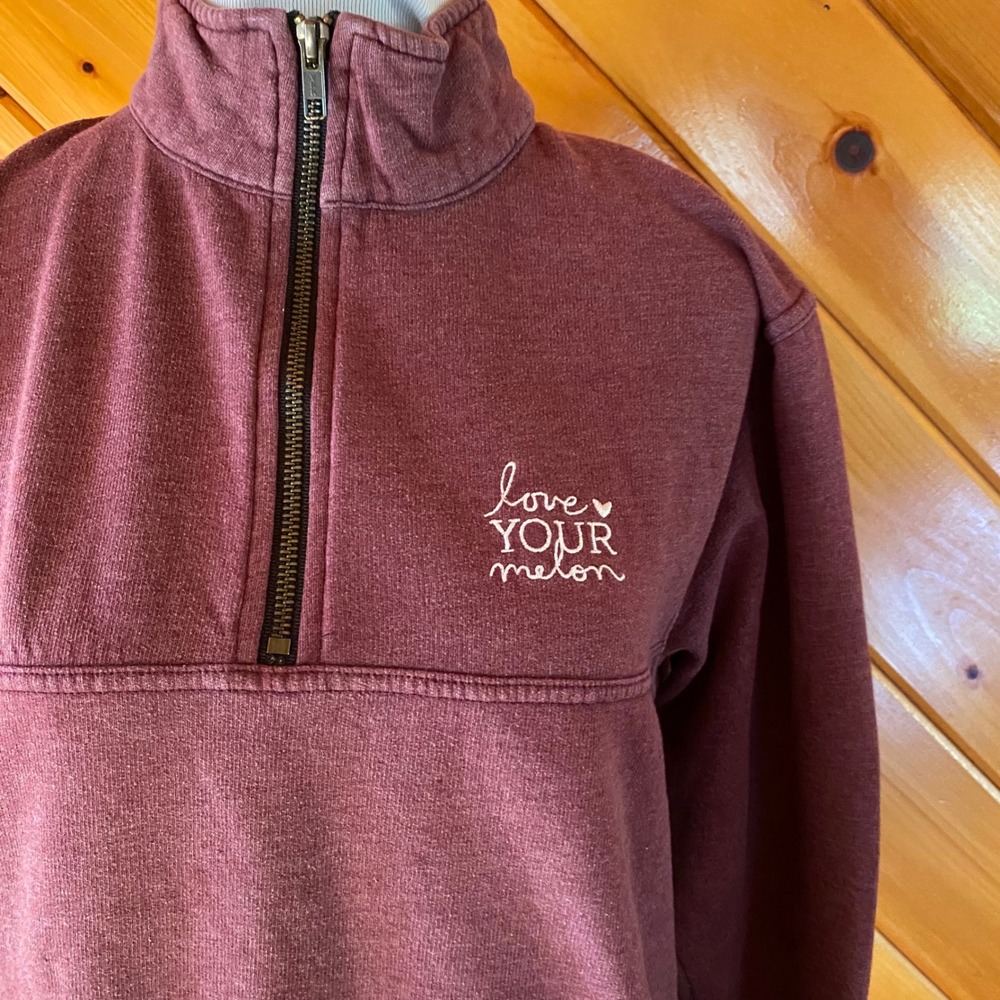 Love Your Melon Women's Maroon Heathered Quarter Zip Fleece Pullover Size M